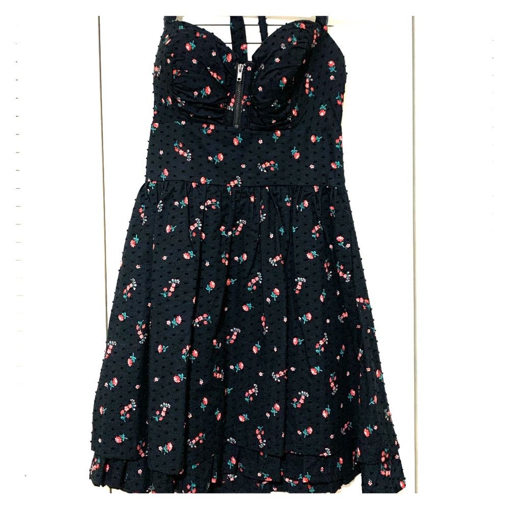 Navy blue w/pink flowers halter dress from Guess